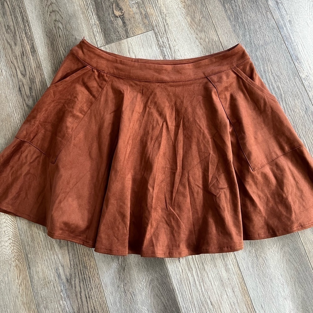 Cider brown faux suede mini skirt size medium